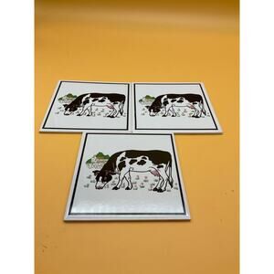 Decorative Cow Tiles/Trivets 6"x6" Set of 3 Cottage Core / Farmhouse decor
